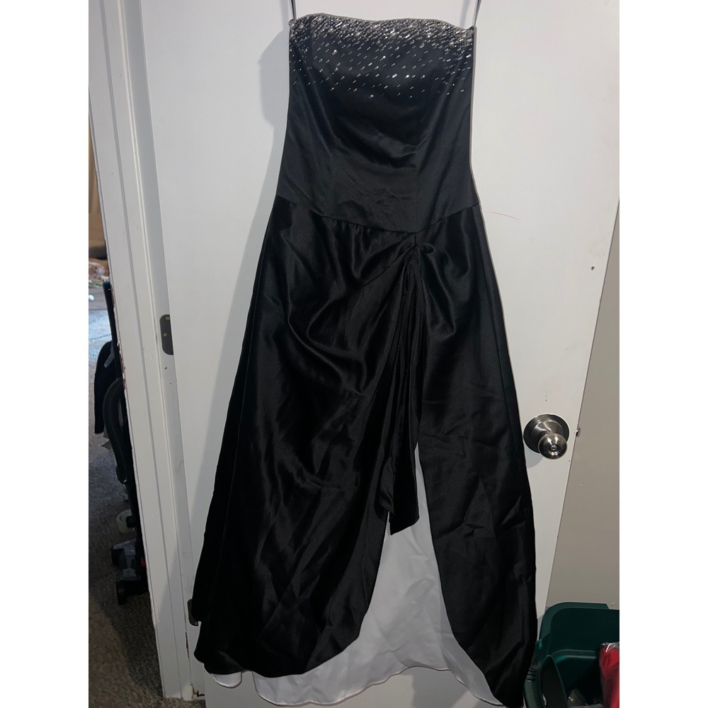 Jump Apparel Wendy Chullin Black Beaded Formal Gown Dress Size 3/4 Y2K Prom